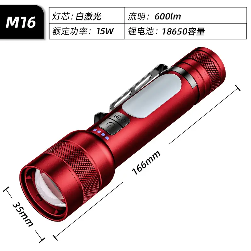 Cross-border Zoom Charging Outdoor Flashlight 15W White Laser - Image 5