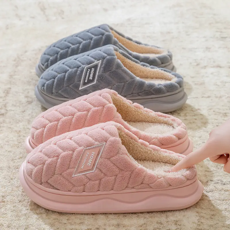 Cotton Slippers for Women, Spring, Autumn and Winter, Indoor Non-Slip, Home Warm, Plush, Winter, Couple, Men, Wholesale