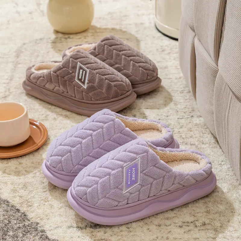 Cotton Slippers for Women, Spring, Autumn and Winter, Indoor Non-Slip, Home Warm, Plush, Winter, Couple, Men, Wholesale