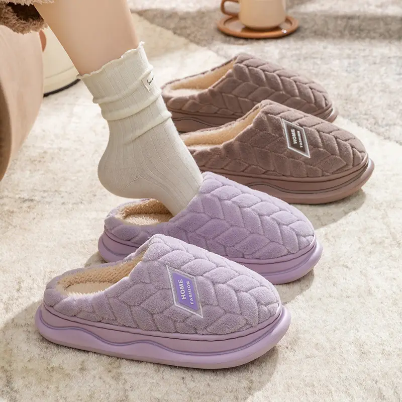 Cotton Slippers for Women, Spring, Autumn and Winter, Indoor Non-Slip, Home Warm, Plush, Winter, Couple, Men, Wholesale