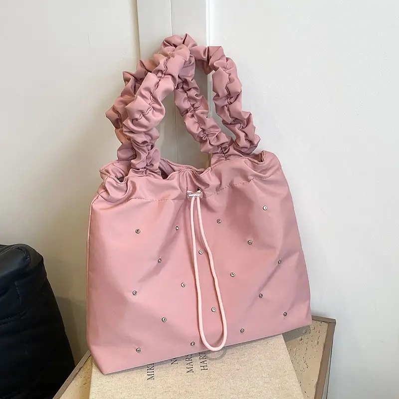 2024 Waterproof Drawstring Shoulder Bag Light Blue Nylon - Image 5