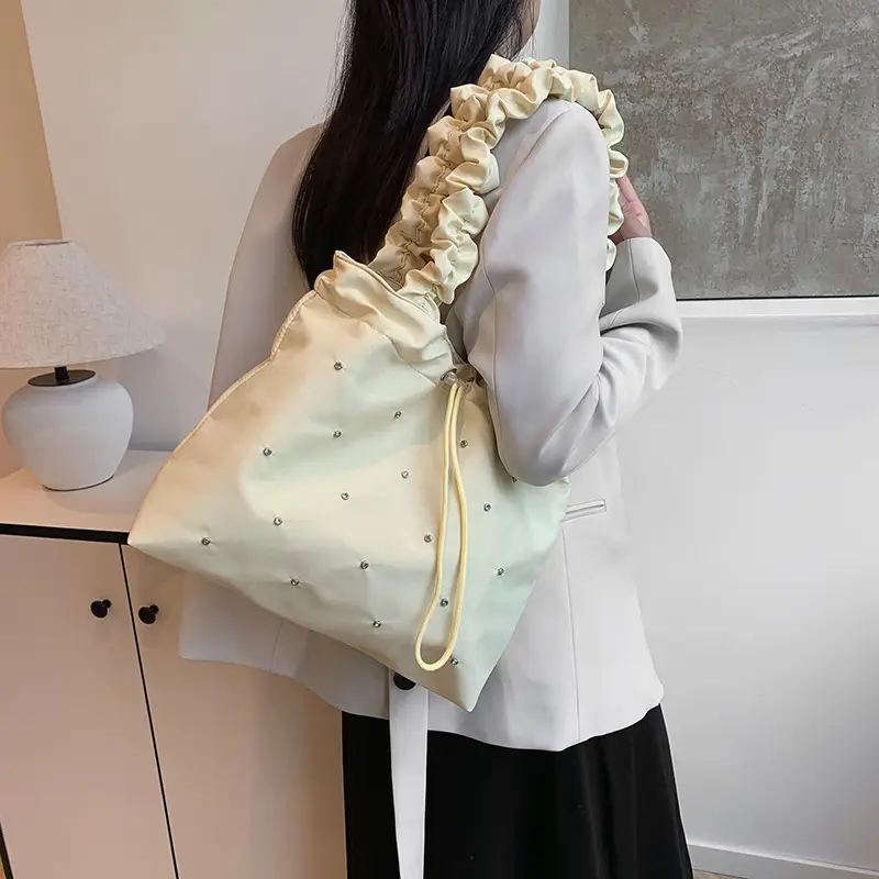 2024 Waterproof Drawstring Shoulder Bag Light Blue Nylon - Image 7