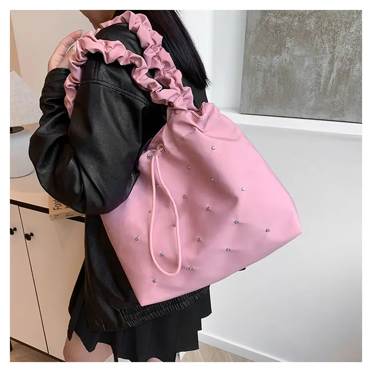 2024 Waterproof Drawstring Shoulder Bag Light Blue Nylon — feature 10