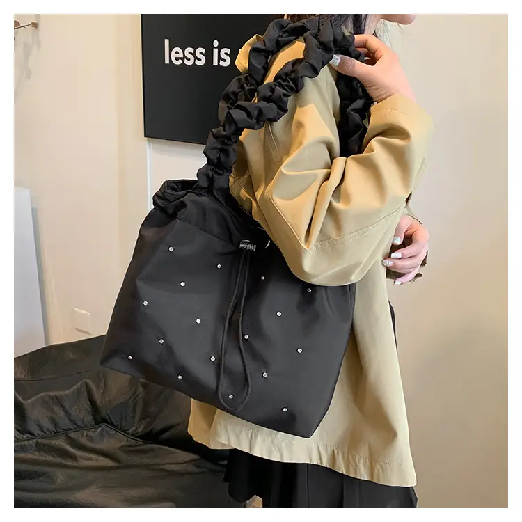 2024 Waterproof Drawstring Shoulder Bag Light Blue Nylon — feature 12