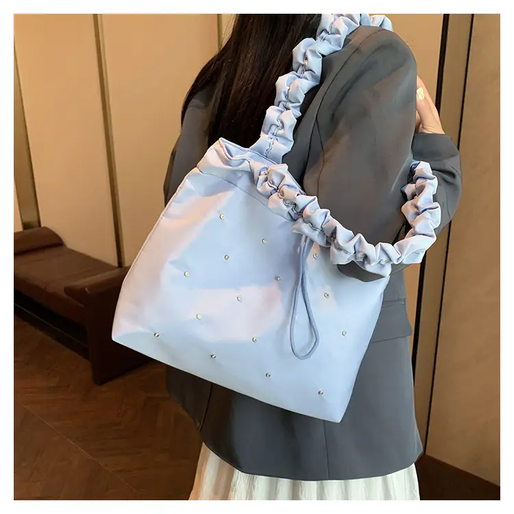 2024 Waterproof Drawstring Shoulder Bag Light Blue Nylon — feature 13