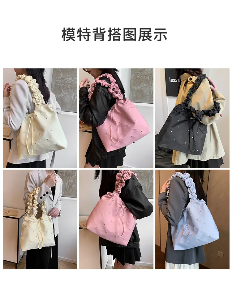 2024 Waterproof Drawstring Shoulder Bag Light Blue Nylon — feature 6