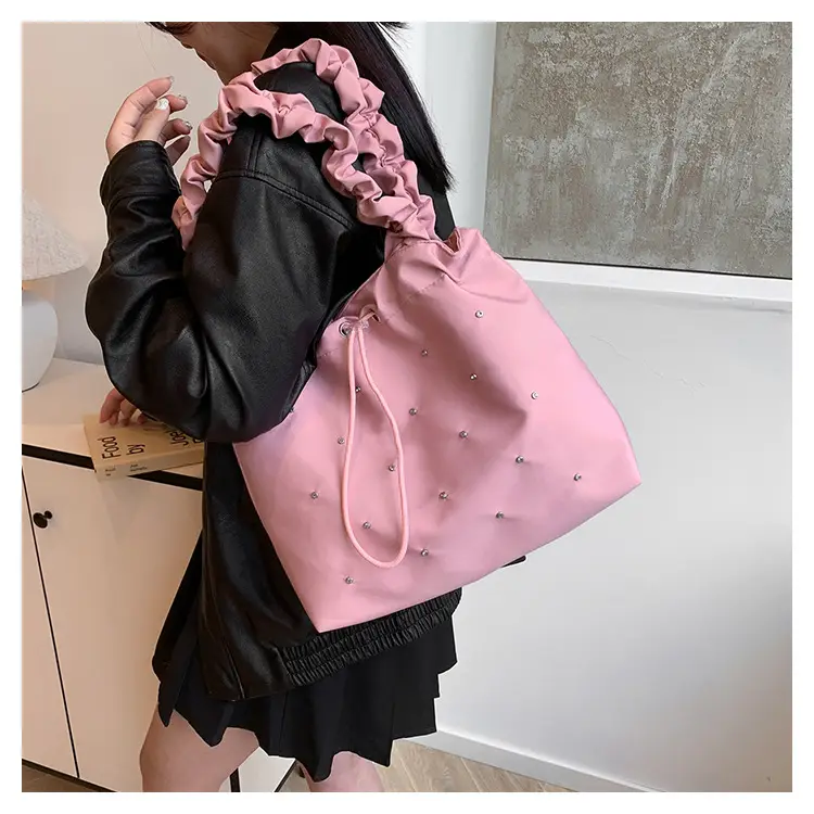 2024 Waterproof Drawstring Shoulder Bag Light Blue Nylon — feature 9