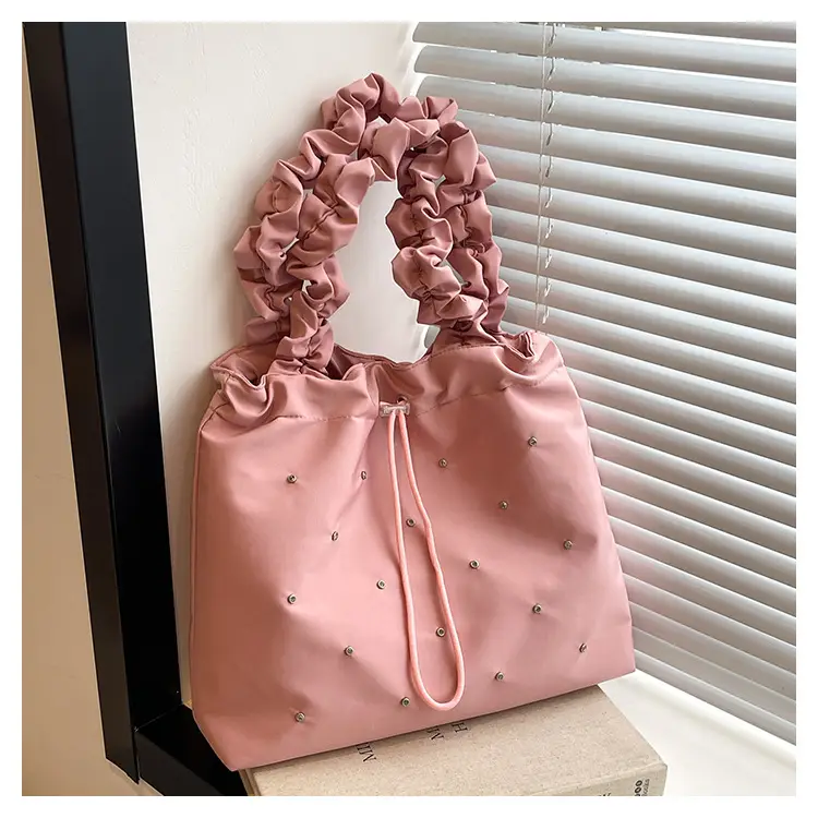 2024 Waterproof Drawstring Shoulder Bag Light Blue Nylon - Image 2