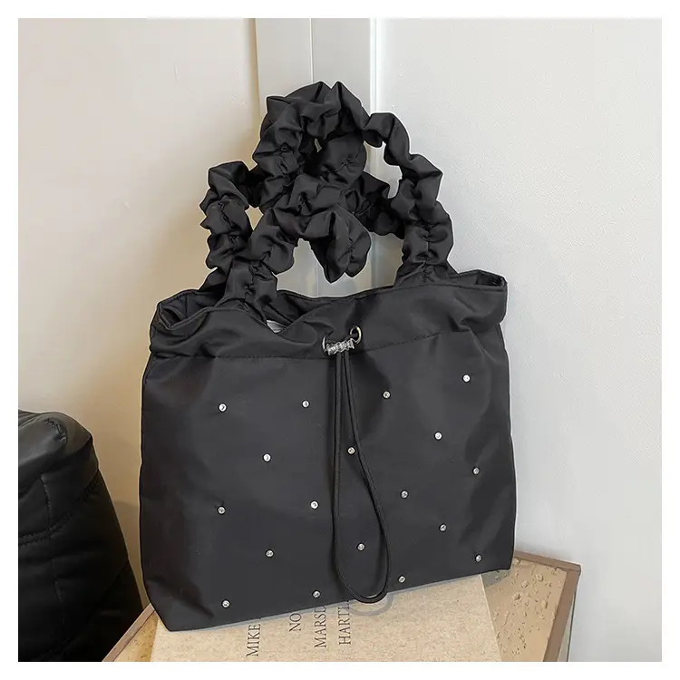 2024 Waterproof Drawstring Shoulder Bag Light Blue Nylon - Image 4