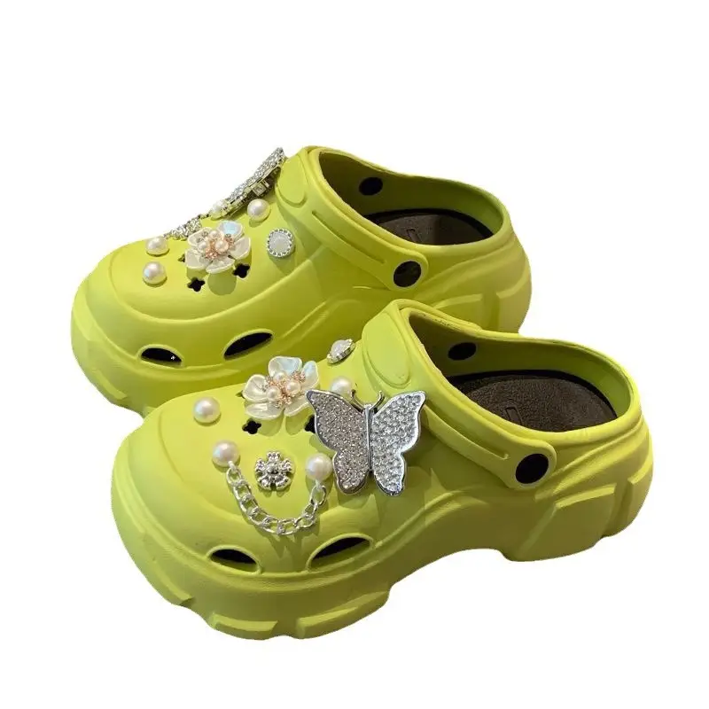 Eva Croc Shoes Women's Summer Thick Sole Increased Outerwear Pearl Rhinestone Casual Beach Shoes Platform Non-Slip Sandals Women - Image 36