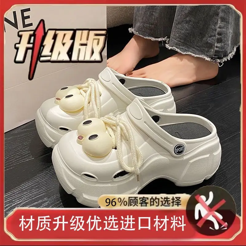 Eva Croc Shoes Women's Summer Thick Sole Increased Outerwear Pearl Rhinestone Casual Beach Shoes Platform Non-Slip Sandals Women - Image 16