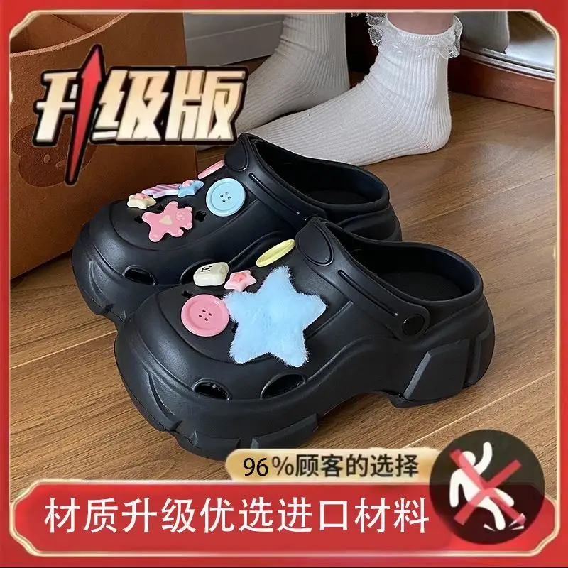 Eva Croc Shoes Women's Summer Thick Sole Increased Outerwear Pearl Rhinestone Casual Beach Shoes Platform Non-Slip Sandals Women - Image 25