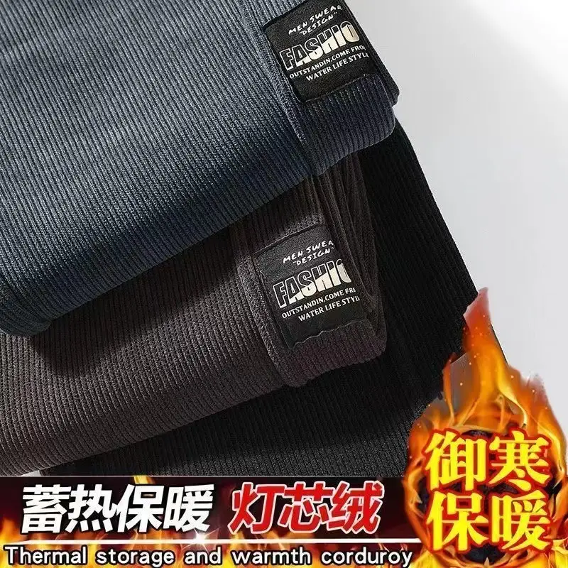 Men Fleece Lined Grey Sweatpants Winter - Image 9
