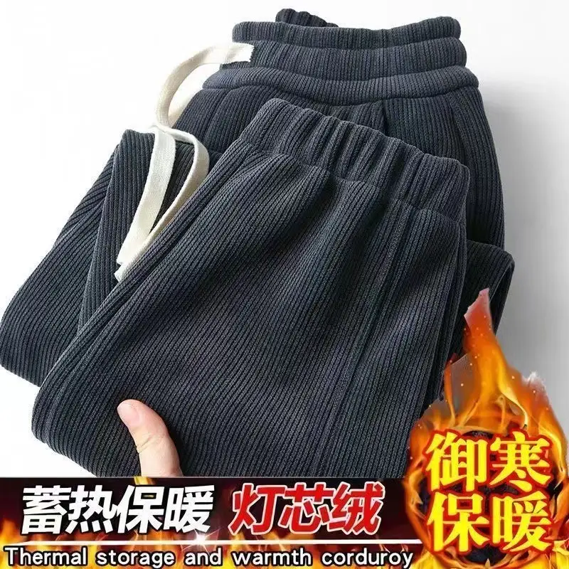 Men Fleece Lined Grey Sweatpants Winter - Image 10