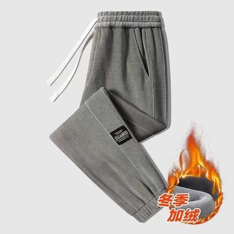 Men Fleece Lined Grey Sweatpants Winter - Image 3