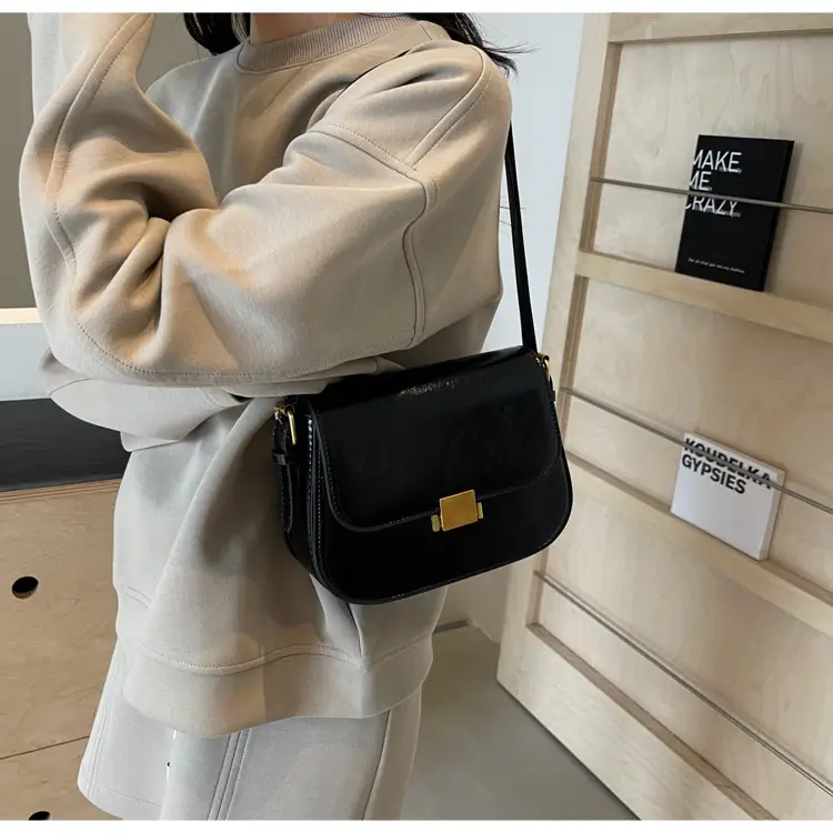 Black Croc Texture Shoulder Bag for Women 2024 — feature 24