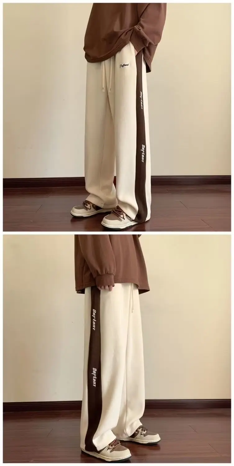 Men's American Heavy Straight Pants Black White Spring Autumn — feature 2