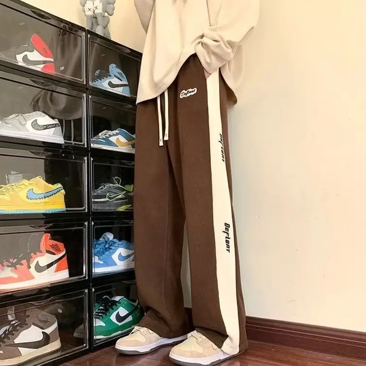 Men's American Heavy Straight Pants Black White Spring Autumn - Image 2
