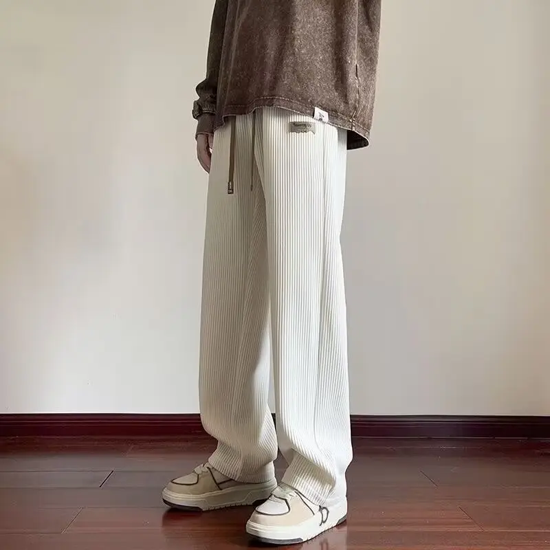 Men's American Heavy Straight Pants Black White Spring Autumn - Image 7