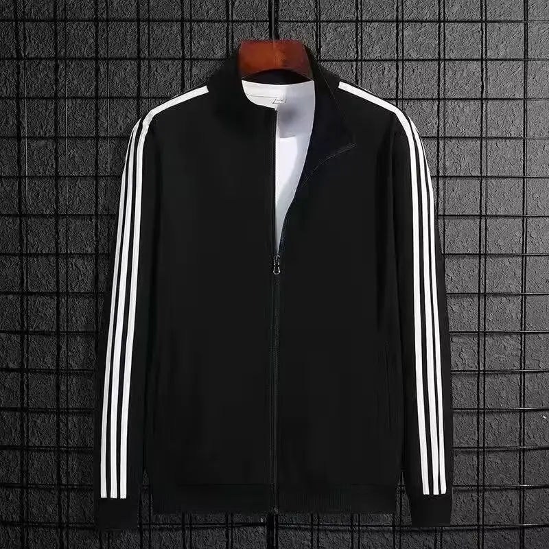 Men Black 3 Bar Track Suit with White Stripes — feature 8