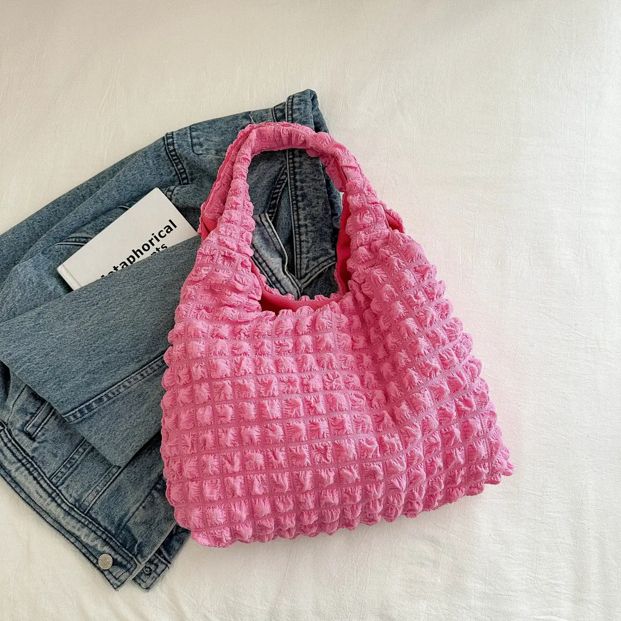 Black Bubble Flower Cotton Shoulder Bag for Women — feature 12