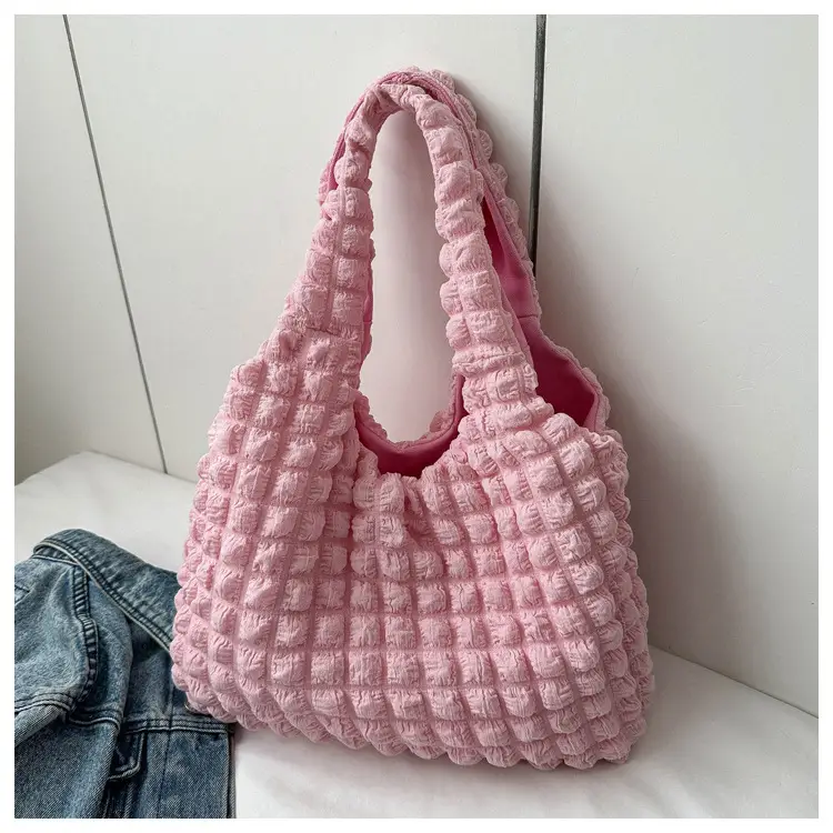 Black Bubble Flower Cotton Shoulder Bag for Women — feature 21