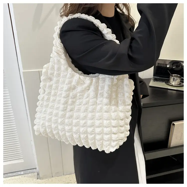 Black Bubble Flower Cotton Shoulder Bag for Women — feature 32