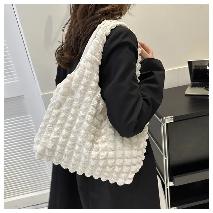 Black Bubble Flower Cotton Shoulder Bag for Women — feature 33