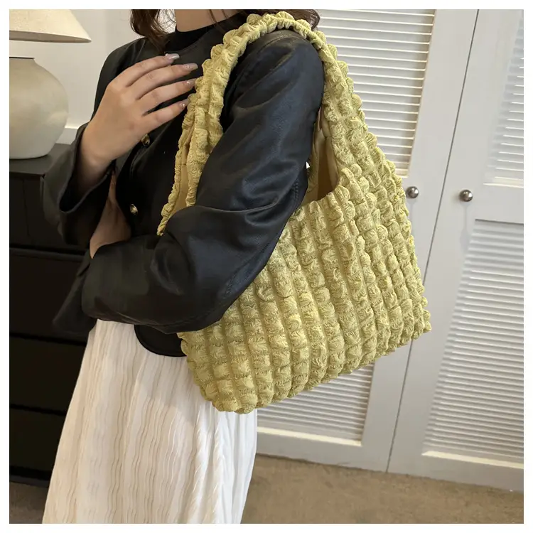 Black Bubble Flower Cotton Shoulder Bag for Women — feature 36