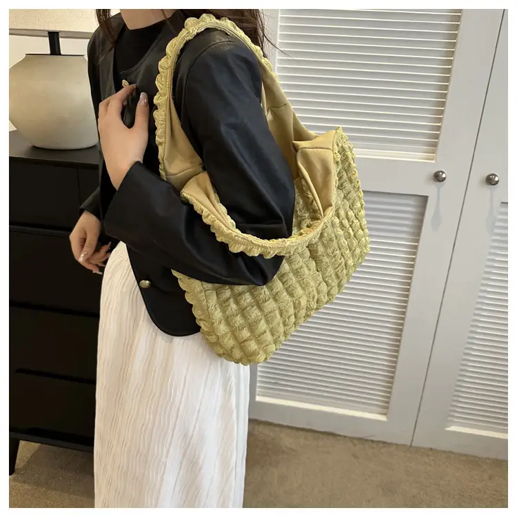 Black Bubble Flower Cotton Shoulder Bag for Women — feature 37