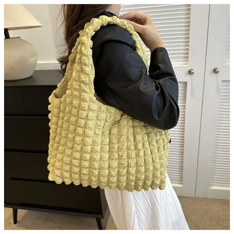 Black Bubble Flower Cotton Shoulder Bag for Women — feature 38