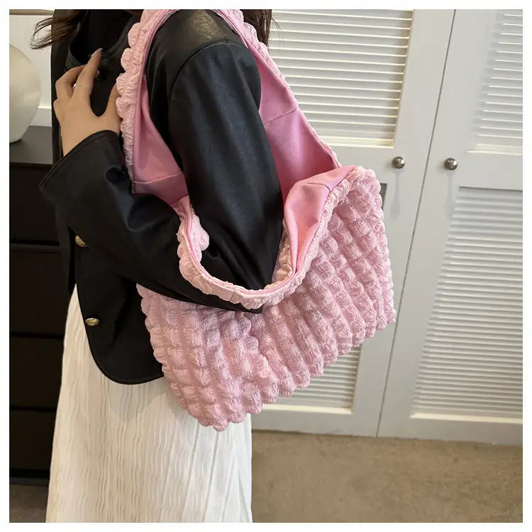 Black Bubble Flower Cotton Shoulder Bag for Women — feature 41