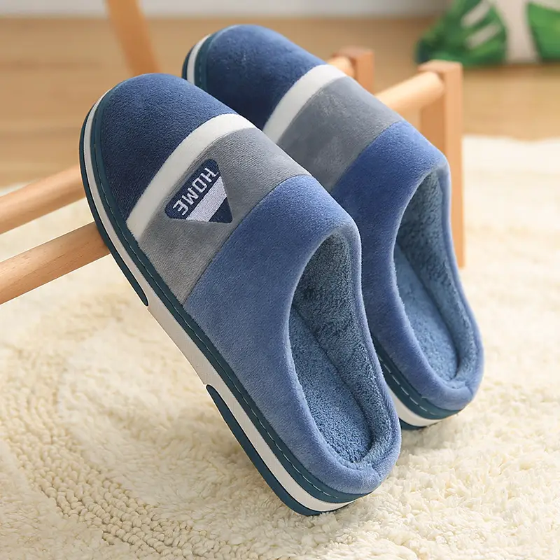 Cotton Slippers Men's Winter Home Warm Home Indoor Non-slip Warm Plush Household Autumn and Winter Slippers Men's plus size
