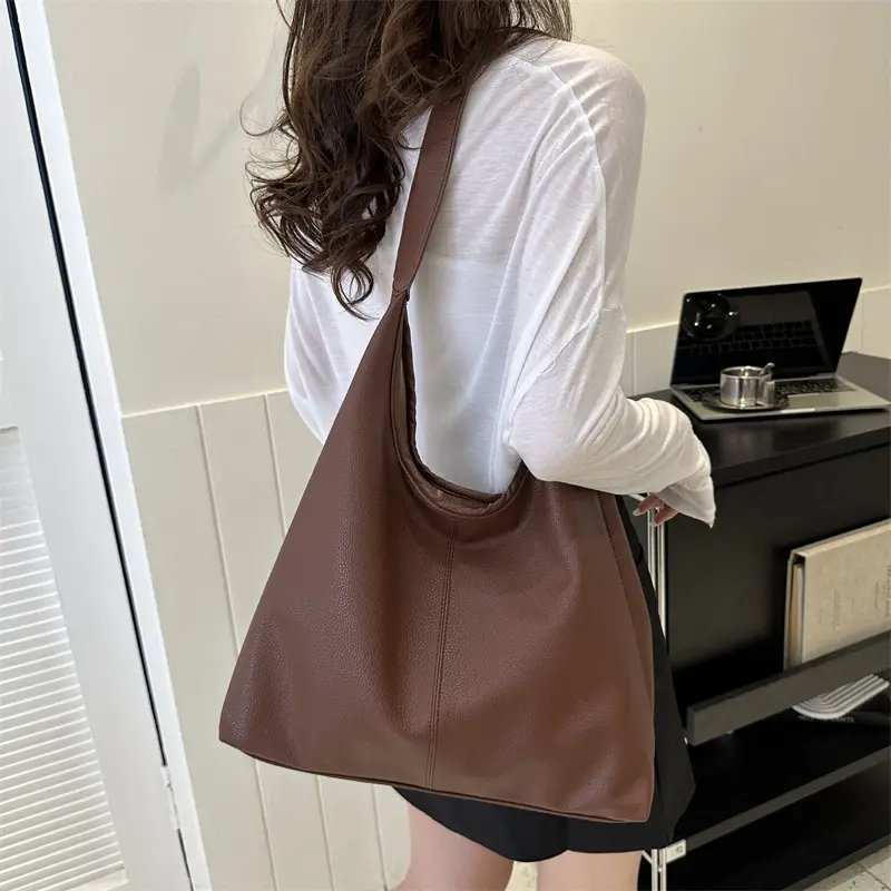 Black Soft Leather Armpit Shoulder Bag for Women - Image 5