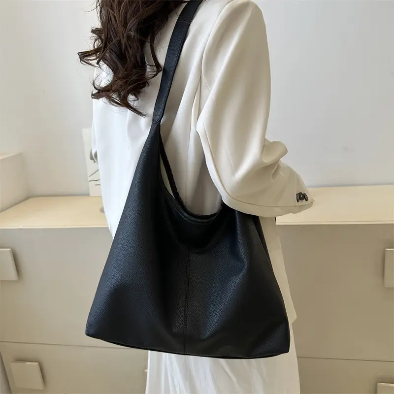 Black Soft Leather Armpit Shoulder Bag for Women - Image 6