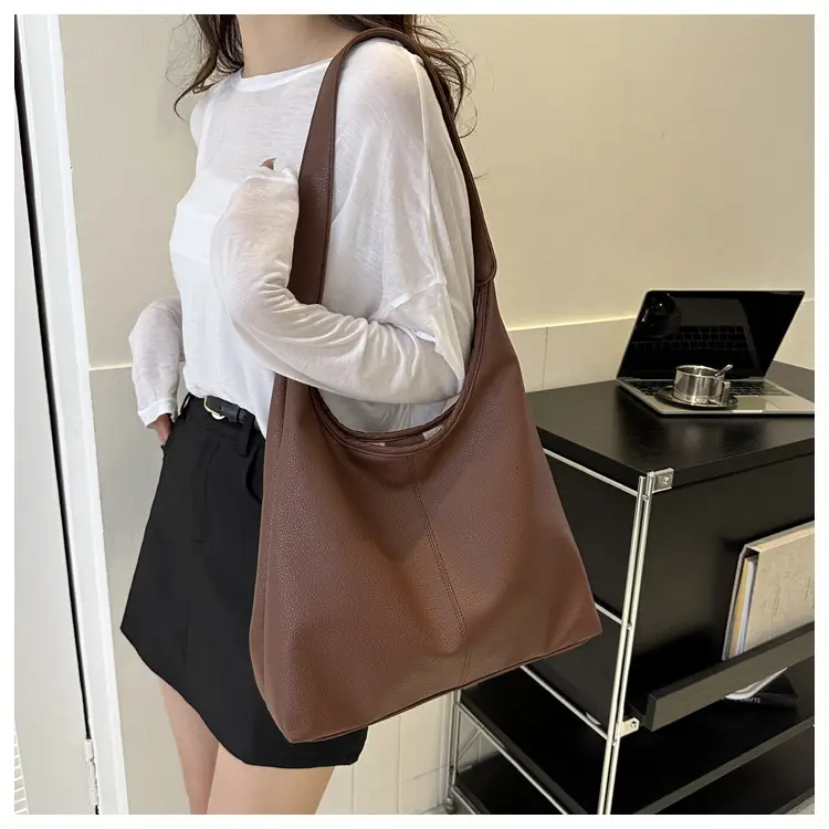 Black Soft Leather Armpit Shoulder Bag for Women — feature 5