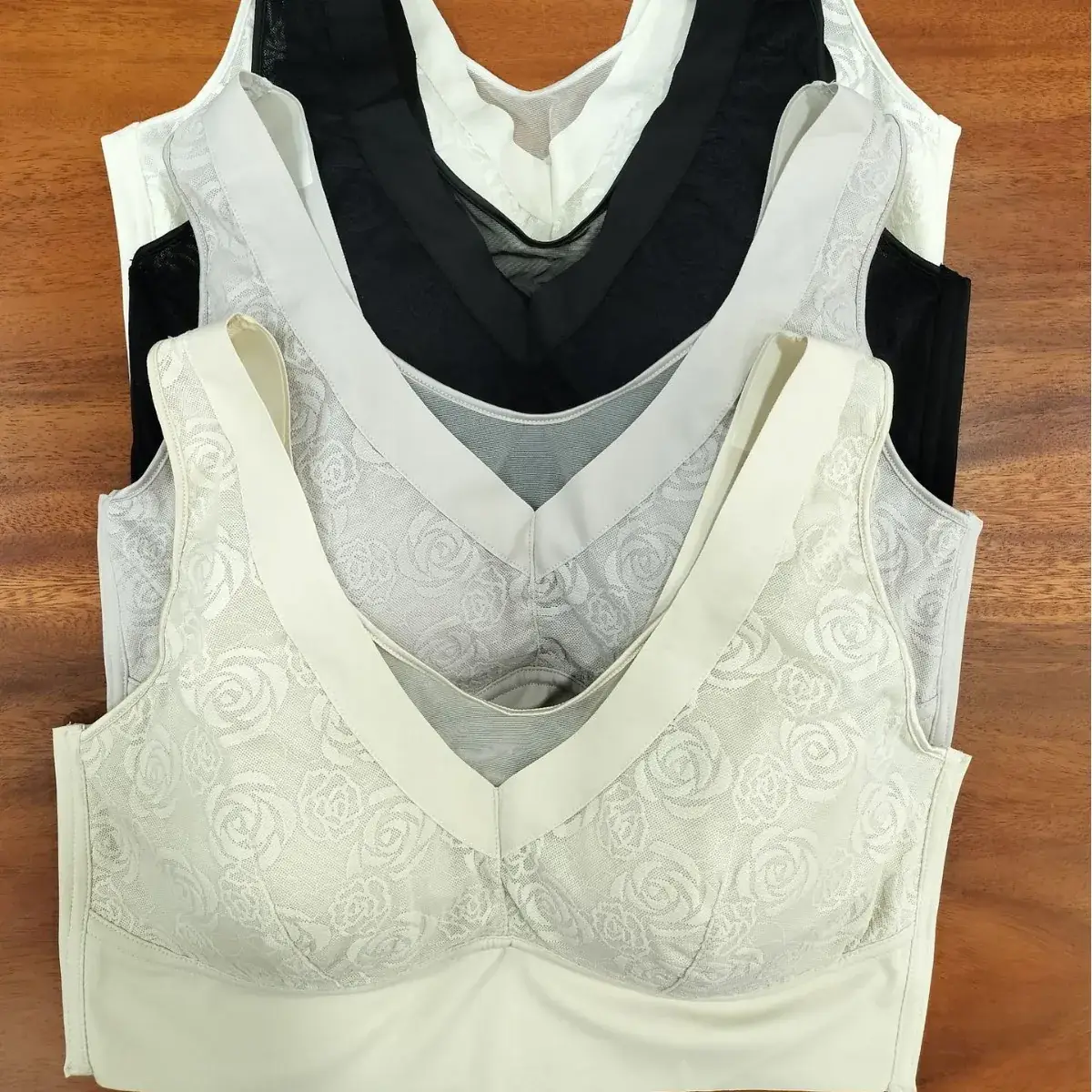 Rose Lace Full Cup Push-Up Bra Black Plus Size