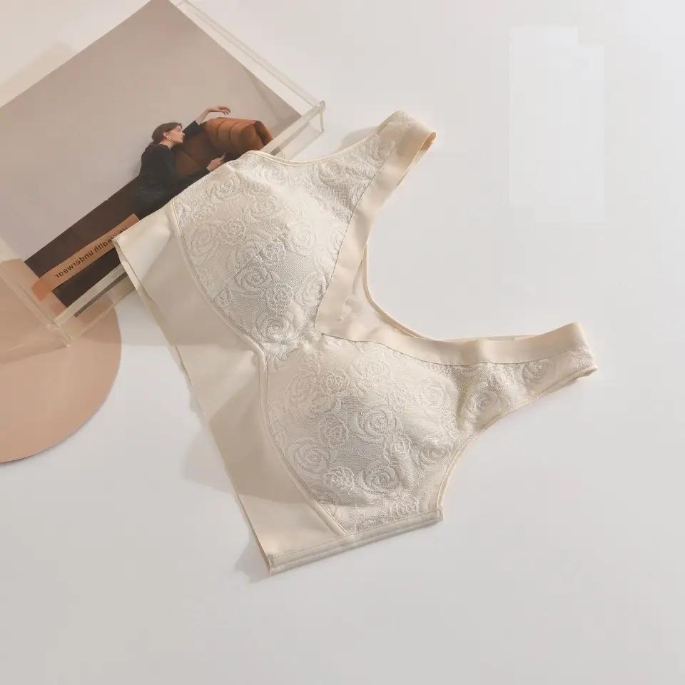 Rose Lace Full Cup Push-Up Bra Black Plus Size — feature 3