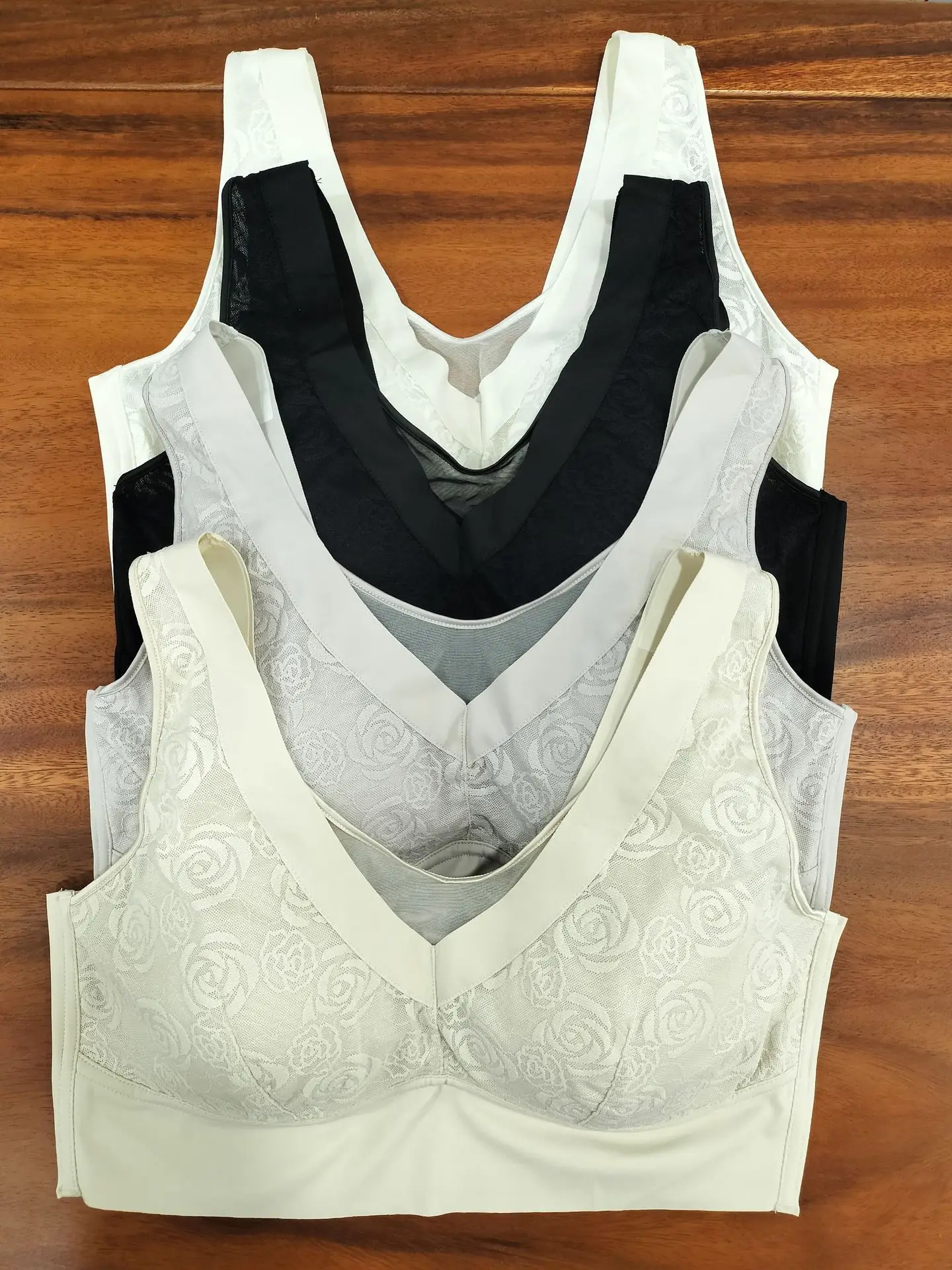 Rose Lace Full Cup Push-Up Bra Black Plus Size — feature 6