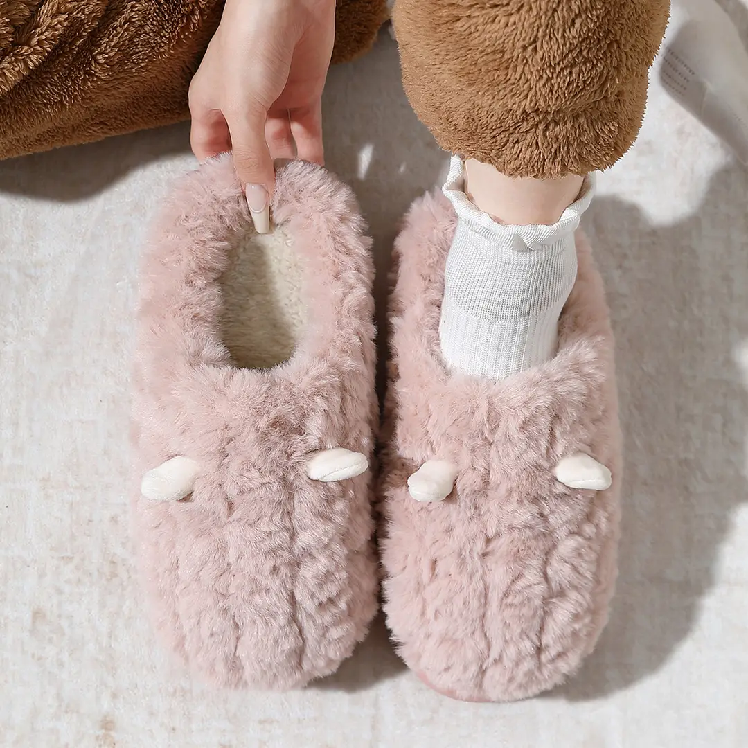 Women's Cotton Slippers for Autumn and Winter, New Plush Indoor Non-Slip Warm Home Slippers with Thick Soles, Couple's Fleece-Lined Cotton Slippers for Men - Image 14