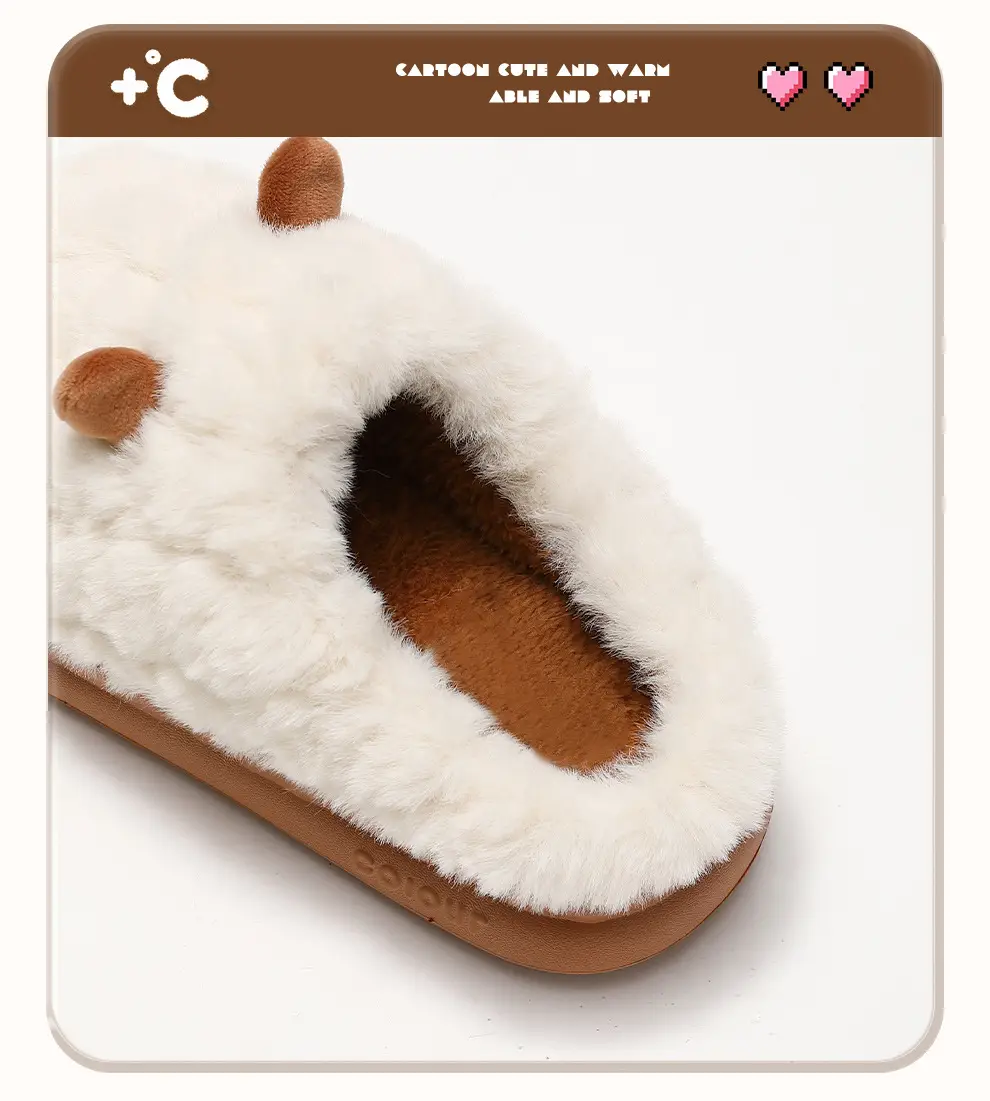Women's Cotton Slippers for Autumn and Winter, New Plush Indoor Non-Slip Warm Home Slippers with Thick Soles, Couple's Fleece-Lined Cotton Slippers for Men — feature 17