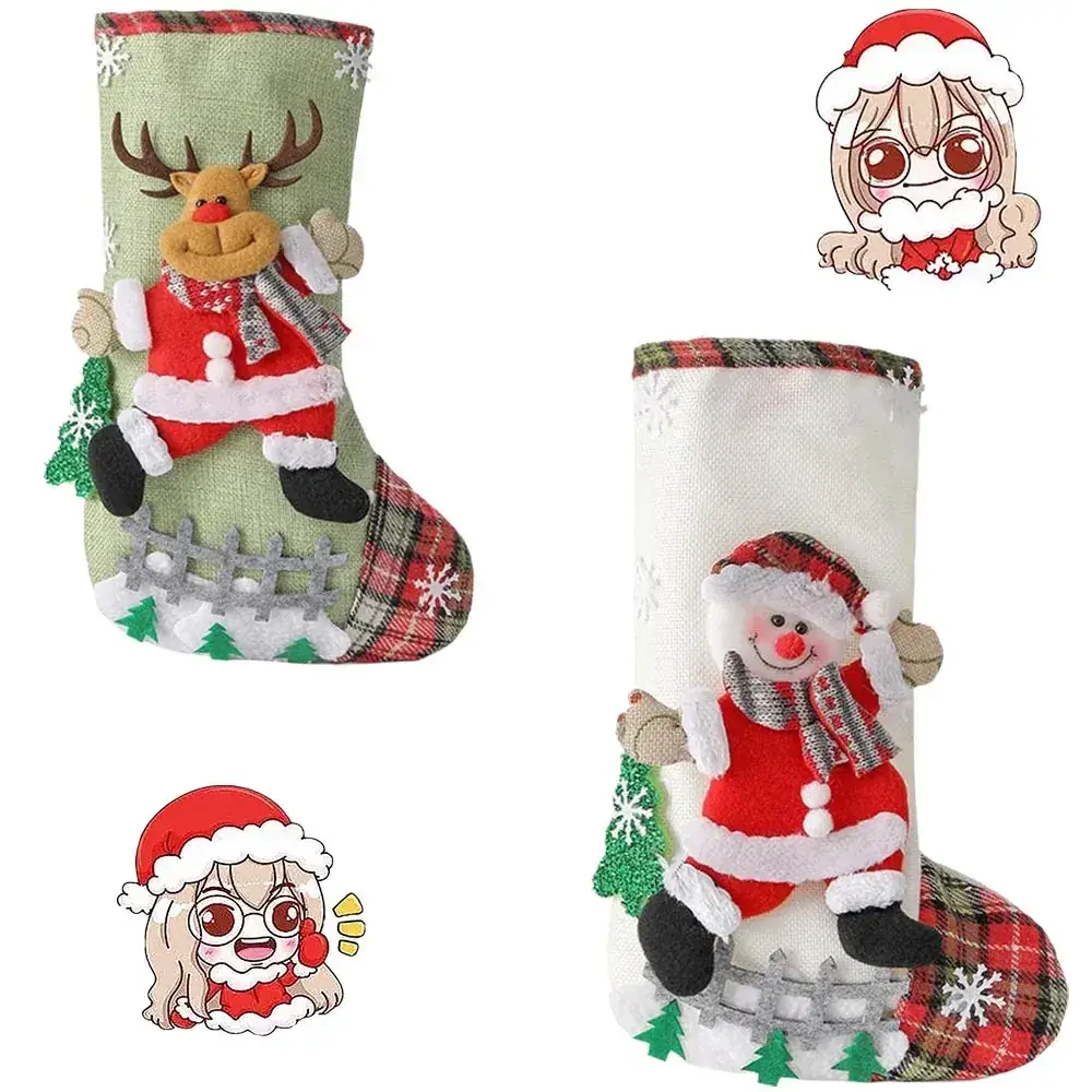 Christmas Multi-Color Embroidered Stocking with Deer & Tree Design - Image 55