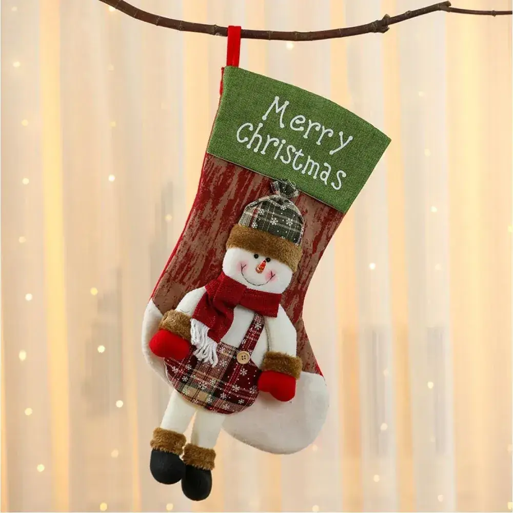 Christmas Multi-Color Embroidered Stocking with Deer & Tree Design - Image 57
