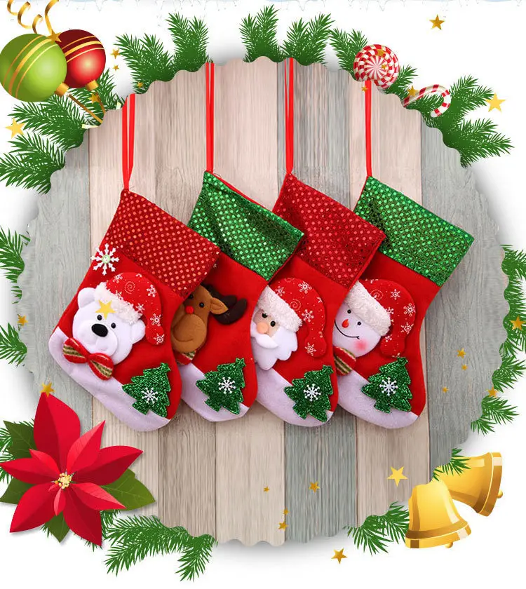 Christmas Multi-Color Embroidered Stocking with Deer & Tree Design — feature 1