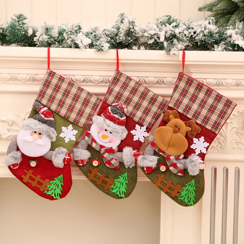Christmas Multi-Color Embroidered Stocking with Deer & Tree Design — feature 10