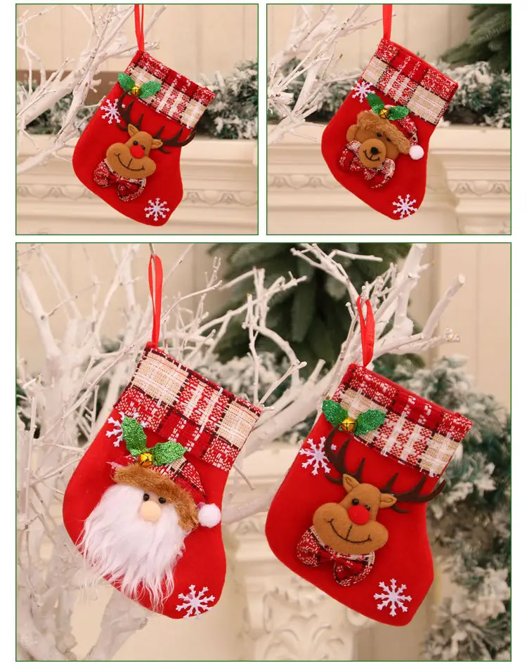 Christmas Multi-Color Embroidered Stocking with Deer & Tree Design — feature 21