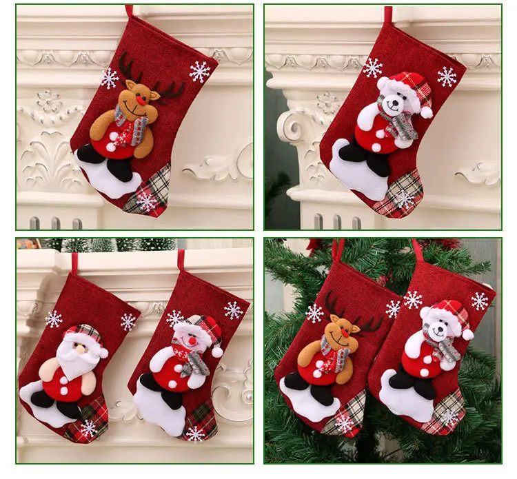 Christmas Multi-Color Embroidered Stocking with Deer & Tree Design — feature 23