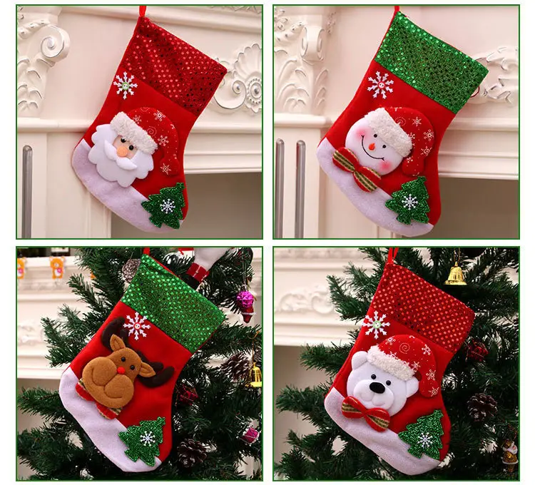 Christmas Multi-Color Embroidered Stocking with Deer & Tree Design — feature 26