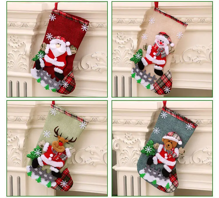 Christmas Multi-Color Embroidered Stocking with Deer & Tree Design — feature 30