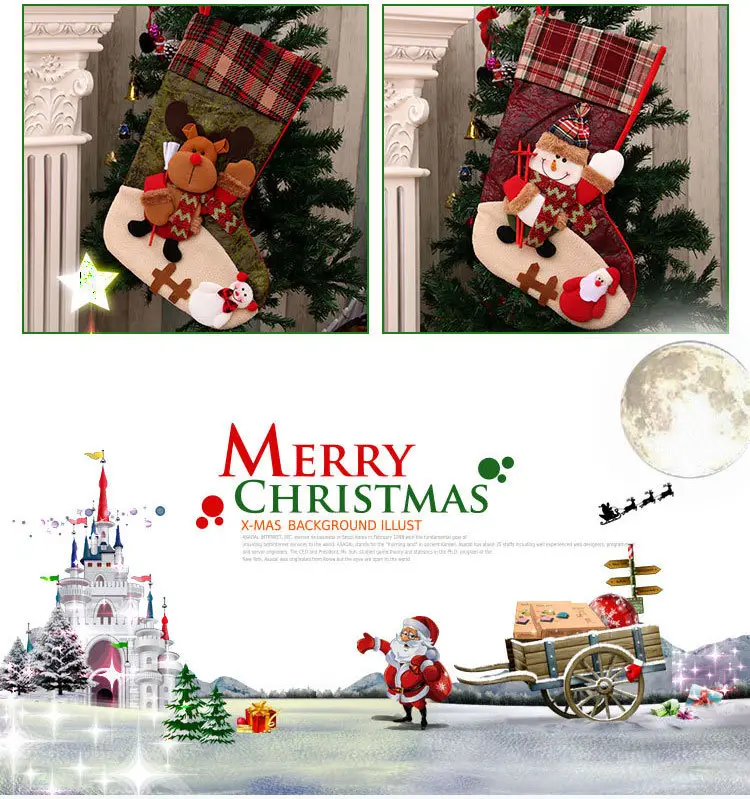 Christmas Multi-Color Embroidered Stocking with Deer & Tree Design — feature 33